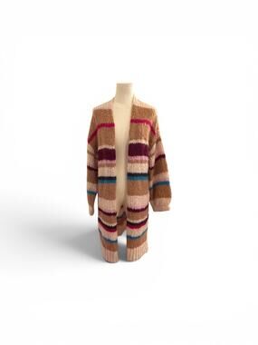 360 Cashmere Joanne Striped Wool-Alpaca Cardigan XS